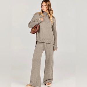 Knit Pullover/Wide Leg Pant Set